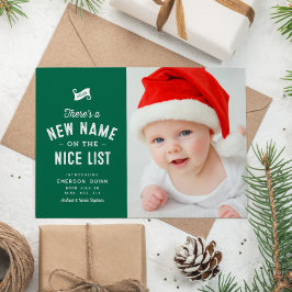 Nieuwe baby schattige twee foto groene Kerstmis Feestdagenkaart