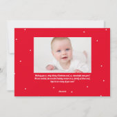 Nieuwe baby schattige twee foto rode kerst feestdagenkaart (Achterkant)