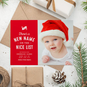 Nieuwe baby schattige twee foto rode Kerstmis Feestdagenkaart