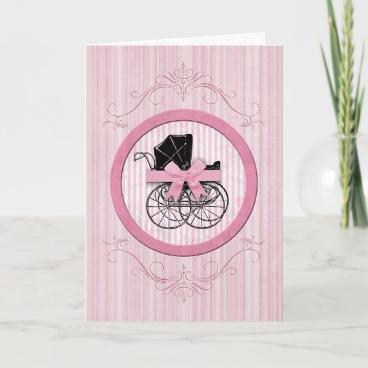Nieuwe Baby Shabby Chic  Roze Kaart (Voorkant)