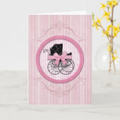 Nieuwe Baby Shabby Chic  Roze Kaart (Gele Bloem)