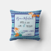 Nieuwe baby statistieken kussen vos blauwe douche (Achterkant)