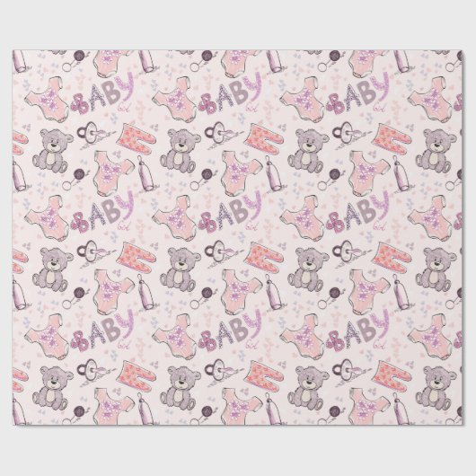 Nieuwe Baby Teddy Bears Cadeaupapier (Vlak)