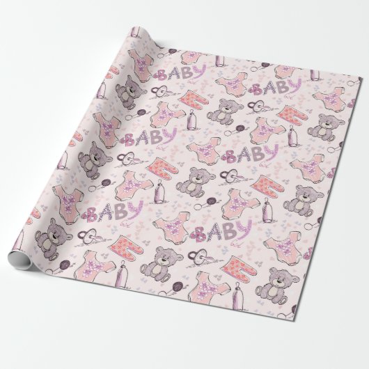Nieuwe Baby Teddy Bears Cadeaupapier (Uitgerold)