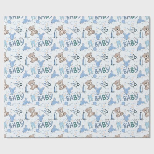 Nieuwe Baby Teddy Bears Cadeaupapier (Vlak)