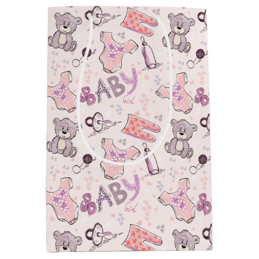 Nieuwe Baby Teddy Bears Medium Cadeauzakje (Voorkant)