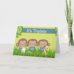 Nieuwe Baby Triplet Boys Cute Monkey Kaart