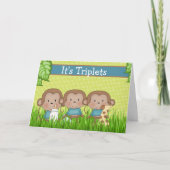 Nieuwe Baby Triplet Boys Cute Monkey Kaart (Voorkant)