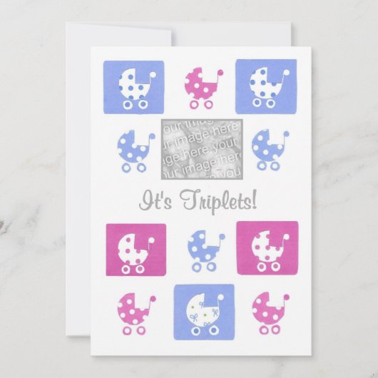 Nieuwe Baby Triplets Aankondiging Fotokaart (Voorkant)