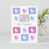 Nieuwe Baby Triplets Aankondiging Fotokaart (Staand voorkant)