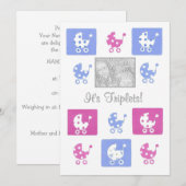 Nieuwe Baby Triplets Aankondiging Fotokaart (Voorkant / Achterkant)