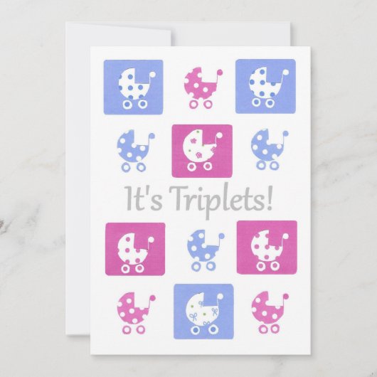 Nieuwe Baby Triplets Announcement Card - aanpasbaa Aankondiging (Voorkant)