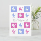 Nieuwe Baby Triplets Announcement Card - aanpasbaa Aankondiging (Staand voorkant)
