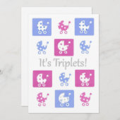 Nieuwe Baby Triplets Announcement Card - aanpasbaa Aankondiging (Voorkant / Achterkant)