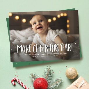 Nieuwe baby twee foto groene kerst feestdagenkaart