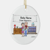 Nieuwe baby, tweelingen - jongens keramisch ornament (Rechts)