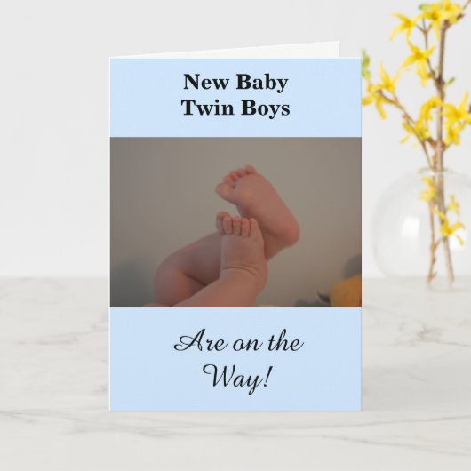 Nieuwe Baby Twin Boys onderweg FOTO Kaart (Gele Bloem)