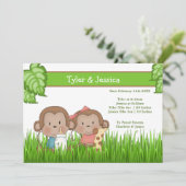 Nieuwe baby Twin Girl en Boy Cute Monkey Aankondiging (Staand voorkant)