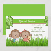 Nieuwe baby Twin Girl en Boy Cute Monkey Aankondiging (Voorkant / Achterkant)