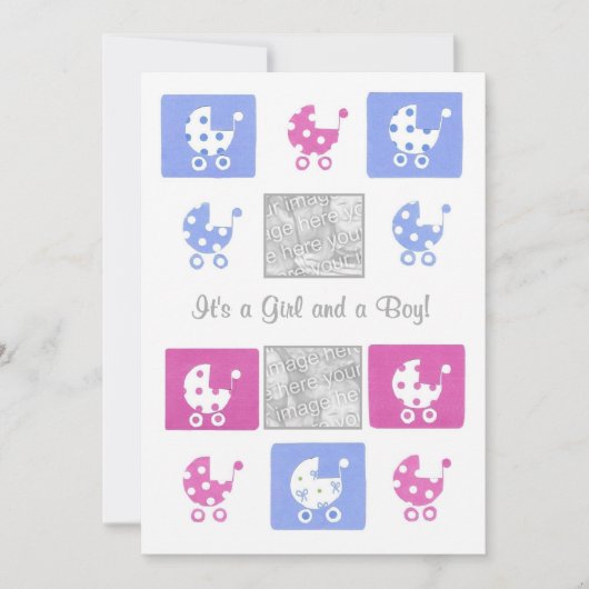 Nieuwe Baby Twins Aankondiging Fotokaart (Voorkant)