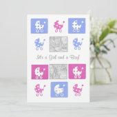 Nieuwe Baby Twins Aankondiging Fotokaart (Staand voorkant)