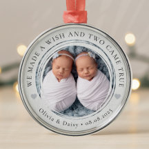 Nieuwe Baby Twins Foto Keepsake Eerste Kerstmis