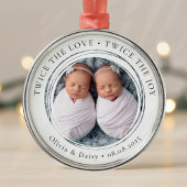 Nieuwe Baby Twins Foto Keepsake Eerste Kerstmis Metalen Ornament