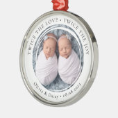 Nieuwe Baby Twins Foto Keepsake Eerste Kerstmis Metalen Ornament (Links)