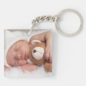 Nieuwe Baby Voeg je eigen foto dubbelzijdig toe Sleutelhanger (Achterkant)