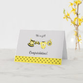 Nieuwe baby voor Cute Yellow Bee gefeliciteerd Kaart (Gele Bloem)