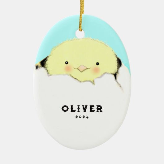 Nieuwe baby voor eerste kerstmis keramisch ornament (Voorkant)