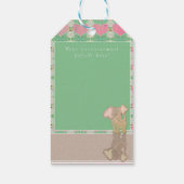 Nieuwe Baby w/Elephant Roze Groen Gift Label Cadeaulabel (Achterkant)
