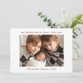 Nieuwe baby We hebben meer cheer toegevoegd | Kers Kaart (Staand voorkant)