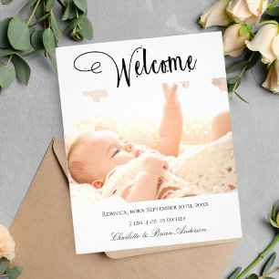 Nieuwe baby welkome foto geboortebudget aankondigi flyer