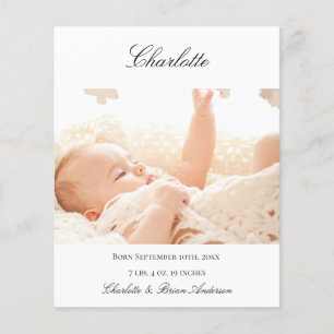 Nieuwe baby welkome foto geboortebudget aankondigi flyer
