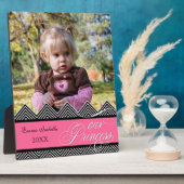 Nieuwe Baby Zig Zag Chevron Moderne Gepersonalisee Fotoplaat (Zijkant)