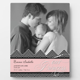 Nieuwe Baby Zig Zag Chevron Moderne Gepersonalisee Fotoplaat
