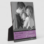Nieuwe Baby Zig Zag Chevron Moderne Gepersonalisee Fotoplaat (Zijkant)
