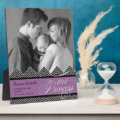 Nieuwe Baby Zig Zag Chevron Moderne Gepersonalisee Fotoplaat (Zijkant)