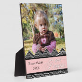 Nieuwe Baby Zig Zag Chevron Moderne Gepersonalisee Fotoplaat (Zijkant)