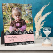 Nieuwe Baby Zig Zag Chevron Moderne Gepersonalisee Fotoplaat (Zijkant)