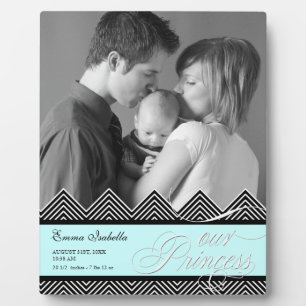 Nieuwe Baby Zig Zag Chevron Moderne Gepersonalisee Fotoplaat