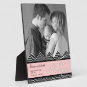 Nieuwe Baby Zig Zag Chevron Moderne Gepersonalisee Fotoplaat (Zijkant)