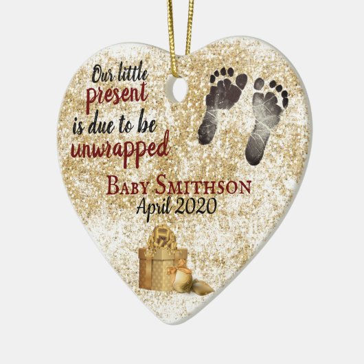 Nieuwe babyaankondiging keramisch ornament (Links)