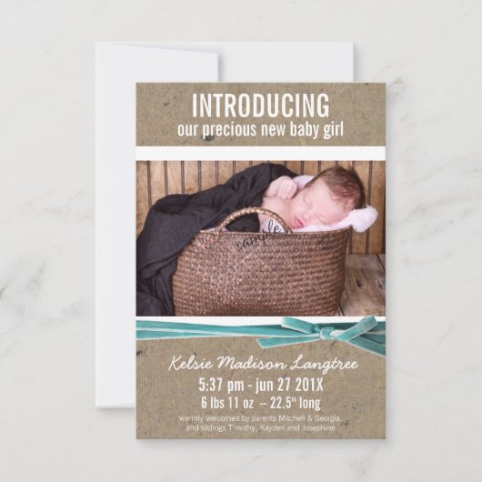 Nieuwe babyaankondiging met grote foto aankondiging (Voorkant)
