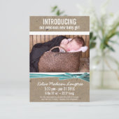 Nieuwe babyaankondiging met grote foto aankondiging (Staand voorkant)