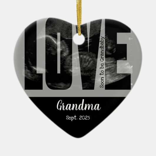 Nieuwe babyaankondiging - Sonogram met ZUIVERE Tek Keramisch Ornament (Voorkant)