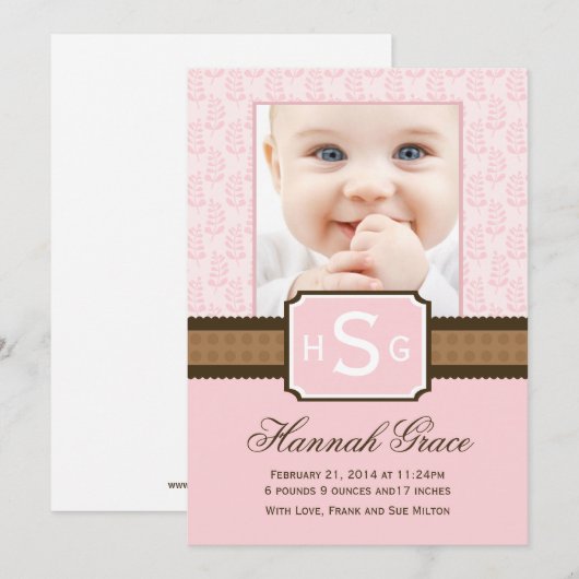 Nieuwe babyaankondigingskaarten aankondiging (Voorkant / Achterkant)