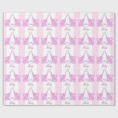 Nieuwe babydouche-nieknaam roze olifantenreep cadeaupapier (Vlak)