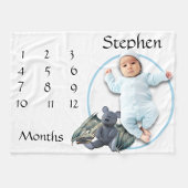 Nieuwe babydraak Baby Milestone Blue Dragon Teddy  Fleece Deken